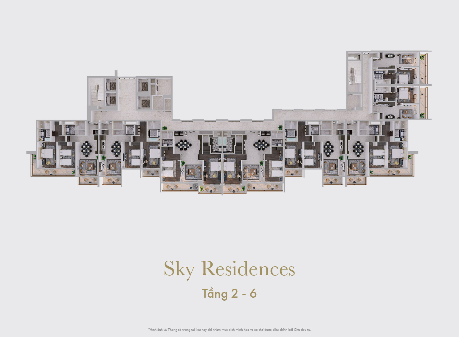 Sky Residences - Mẫu tổng thể tầng 2 đến tầng 6
